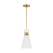 Visual Comfort Studio EP1221MWTBBS Heath One Light Pendant, Matte White and Burnished Brass Main Image.jpg