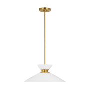 Visual Comfort Studio EP1231MWTBBS Heath One Light Pendant, Matte White and Burnished Brass Main Image.jpg