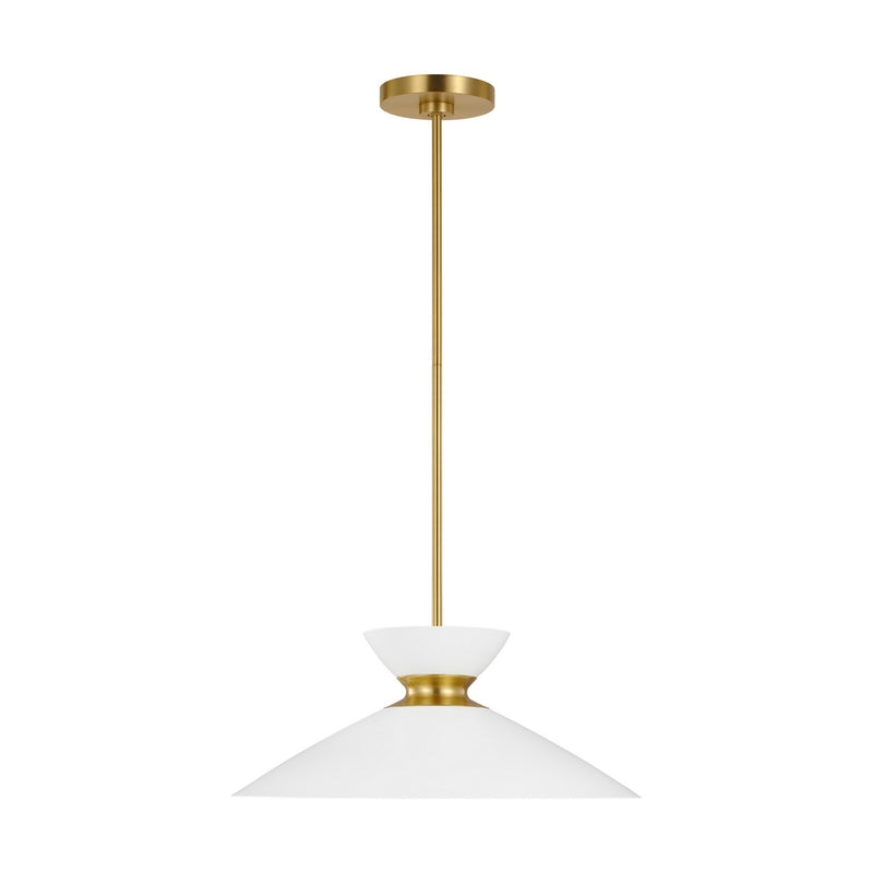 Visual Comfort Studio EP1231MWTBBS Heath One Light Pendant, Matte White and Burnished Brass Main Image.jpg