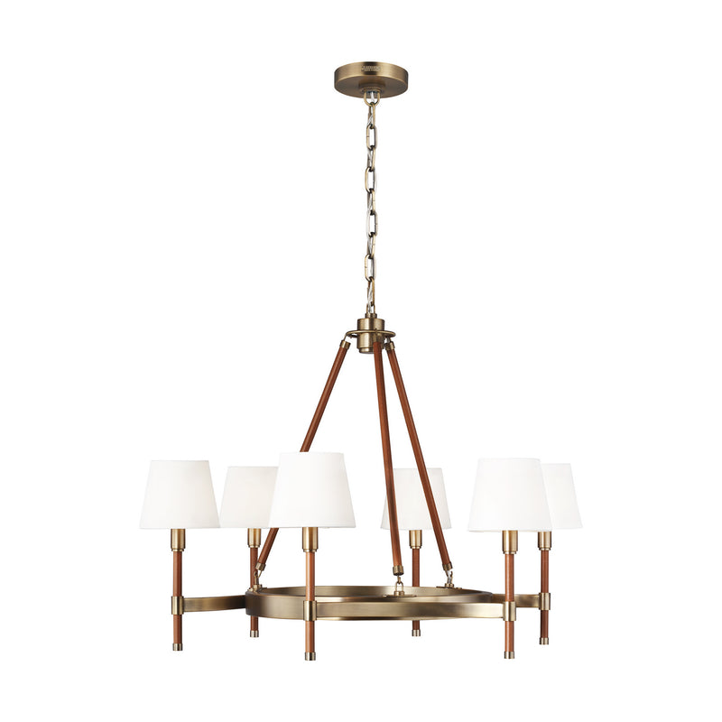 Visual Comfort Studio LC1006TWB Katie Six Light Chandelier, Time Worn Brass Main Image.jpg