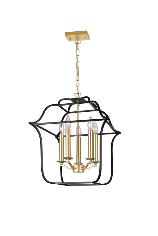 CWI Lighting 1223P16-5-602 Tudor Five Light Chandelier Satin Gold & Black.jpg