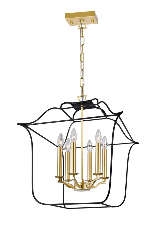 CWI Lighting 1223P20-6-602 Tudor Six Light Chandelier Satin Gold & Black.jpg