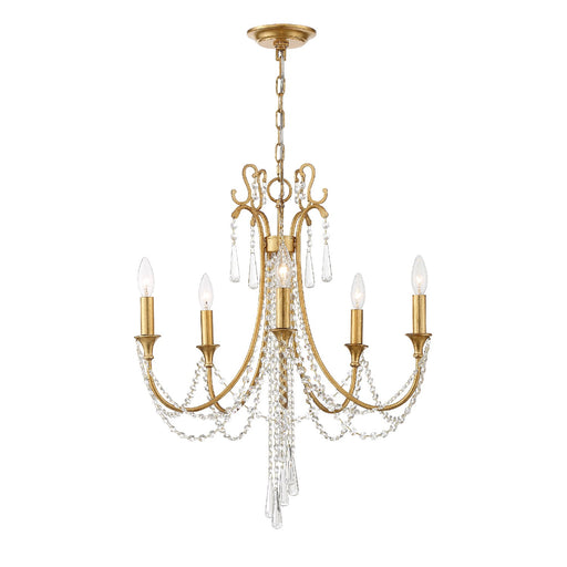 Crystorama ARC-1905-GA-CL-MWP Arcadia Five Light Chandelier Antique Gold Alternate Image.jpg