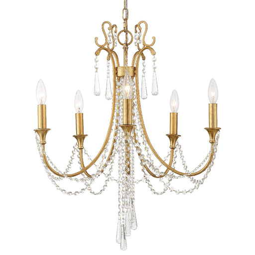 Crystorama ARC-1905-GA-CL-MWP Arcadia Five Light Chandelier Antique Gold Main Image.jpg