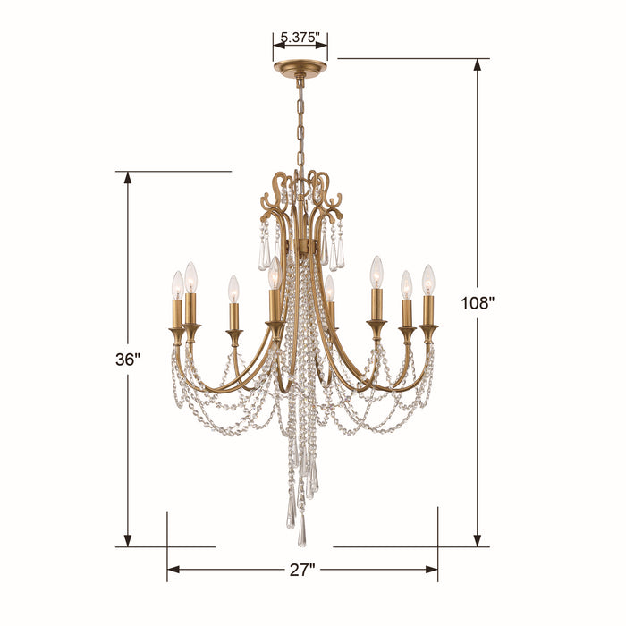 Crystorama ARC-1908-GA-CL-MWP Arcadia Eight Light Chandelier Antique Gold Alternate Image 4.jpg