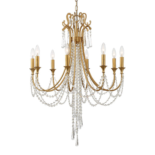 Crystorama ARC-1908-GA-CL-MWP Arcadia Eight Light Chandelier Antique Gold Main Image.jpg