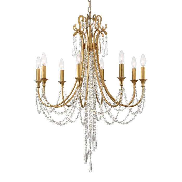 Crystorama ARC-1908-GA-CL-MWP Arcadia Eight Light Chandelier Antique Gold Main Image.jpg