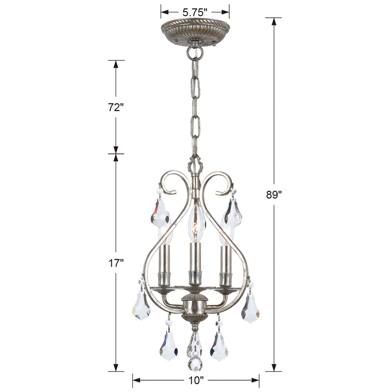 Crystorama 5013-OS-CL-S Ashton Three Light Mini Chandelier Olde Silver Alternate Image 4.jpg