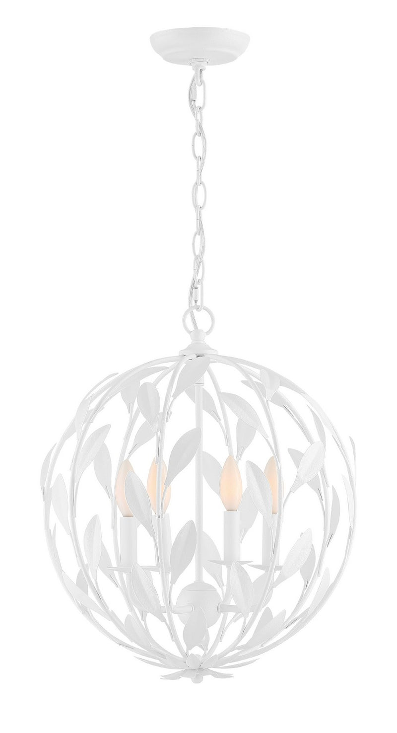 Crystorama 504-MT Broche Four Light Chandelier Matte White Main Image.jpg