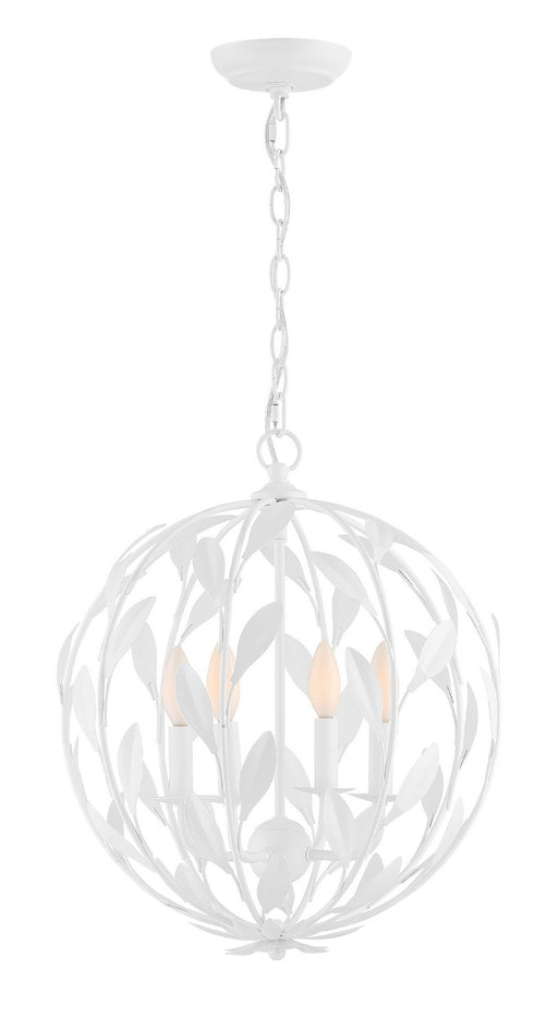 Crystorama 504-MT Broche Four Light Chandelier Matte White Main Image.jpg