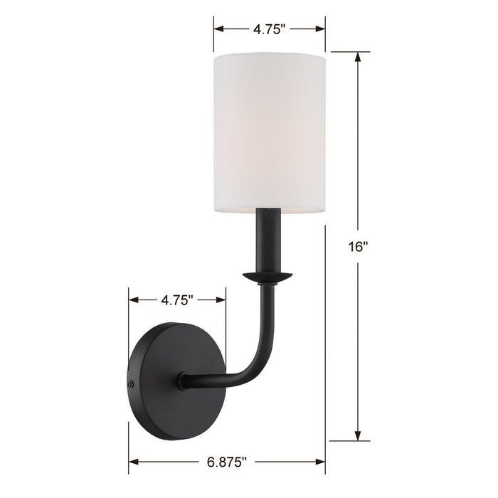 Crystorama BAI-A2101-MK Bailey One Light Wall Sconce Matte Black Alternate Image 4.jpg