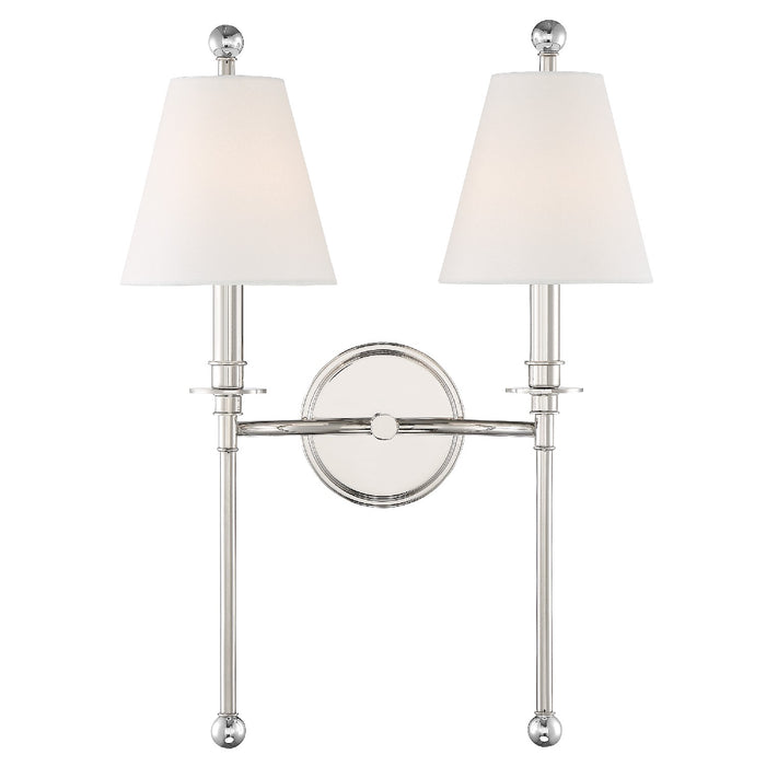 Crystorama RIV-383-PN Riverdale Two Light Wall Sconce Polished Nickel Main Image.jpg