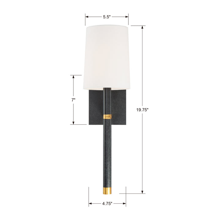 Crystorama WES-9901-BK-GA Weston One Light Wall Sconce Black / Antique Gold Alternate Image 4.jpg
