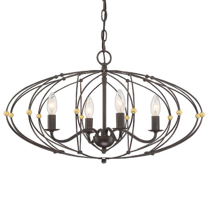 Crystorama ZUC-A9034-EB-GA Zucca Four Light Chandelier English Bronze / Antique Gold Main Image.jpg