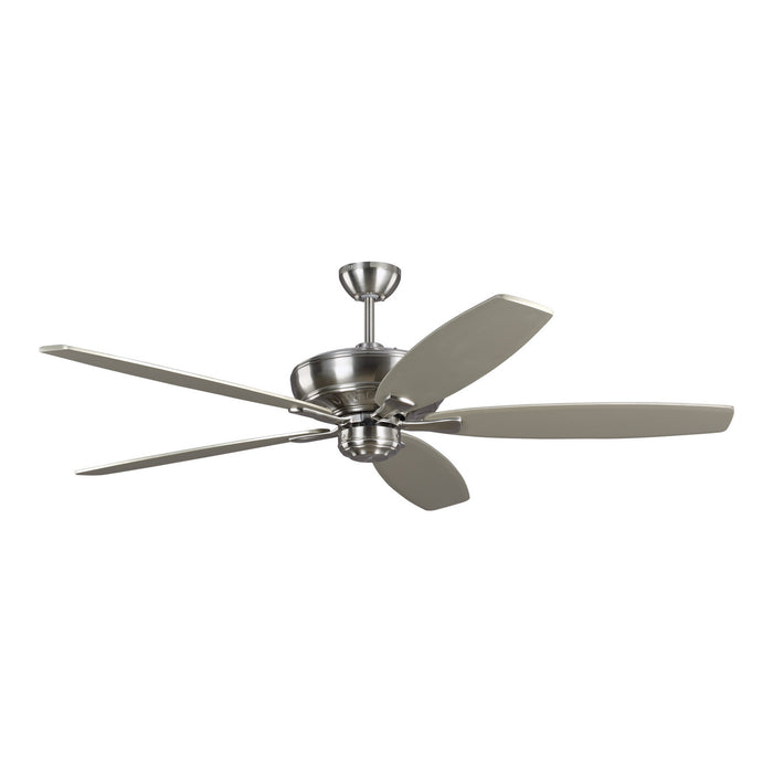 Generation Lighting 5DVR60BS Dover DC Motor 60" Ceiling Fan with 5 Blades, Brushed Steel Hardware and Light Grey Weathered Oak Blades