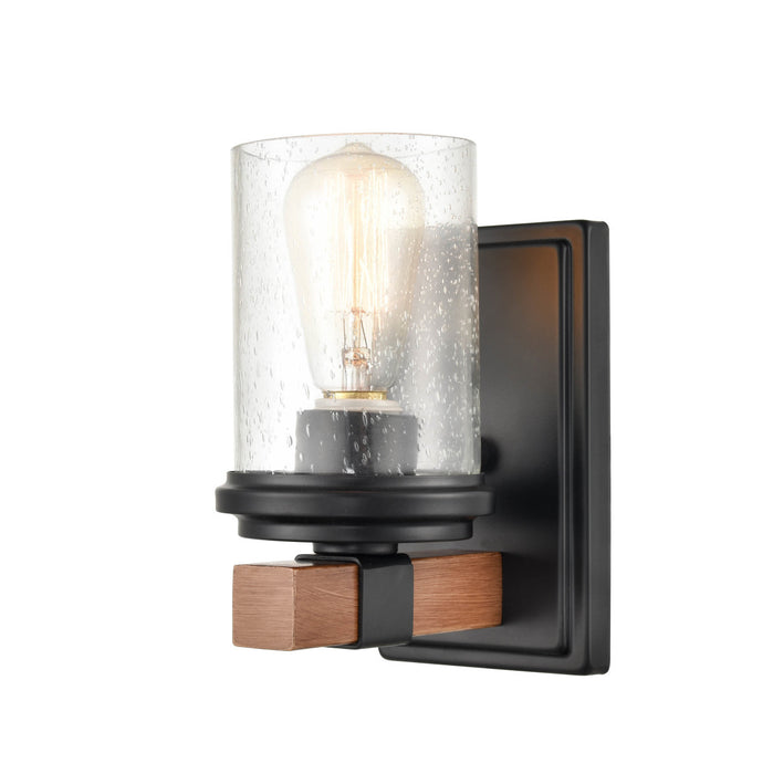 Millennium 3801-MB/WG Taos One Light Wall Sconce, Matte Black/Wood Grain Main Image.jpg