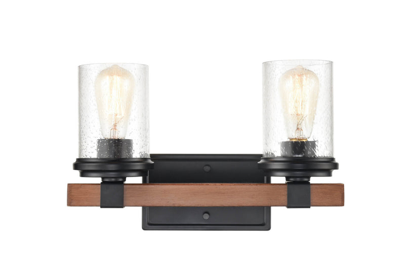 Millennium 3802-MB/WG Taos Two Light Vanity, Matte Black/Wood Grain Main Image.jpg