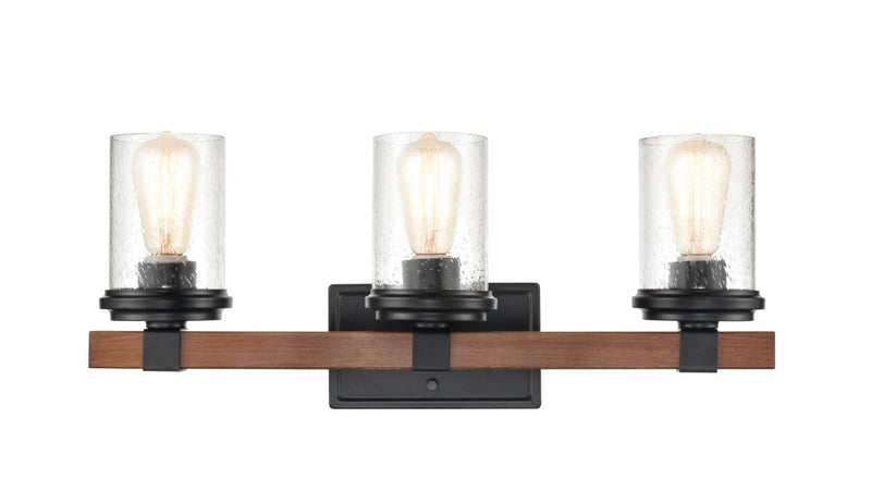 Millennium 3803-MB/WG Taos Three Light Vanity, Matte Black/Wood Grain Main Image.jpg