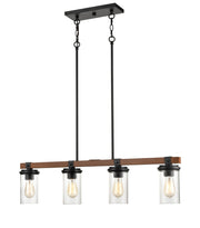 Millennium 3824-MB/WG Taos Four Light Island Pendant, Matte Black/Wood Grain Main Image.jpg