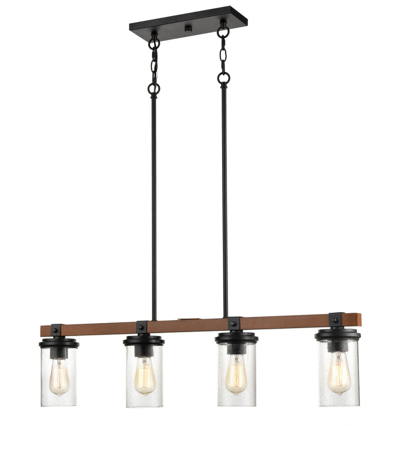 Millennium 3824-MB/WG Taos Four Light Island Pendant, Matte Black/Wood Grain Main Image.jpg