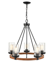 Millennium 3825-MB/WG Taos Five Light Chandelier, Matte Black/Wood Grain Main Image.jpg