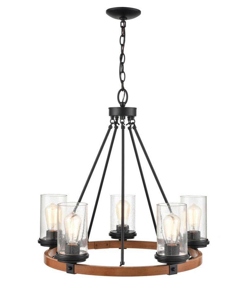 Millennium 3825-MB/WG Taos Five Light Chandelier, Matte Black/Wood Grain Main Image.jpg