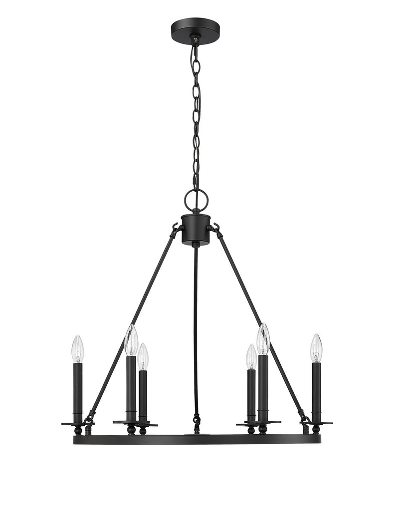 Millennium 46706-MB Florence Six Light Chandelier, Matte Black Main Image.jpg
