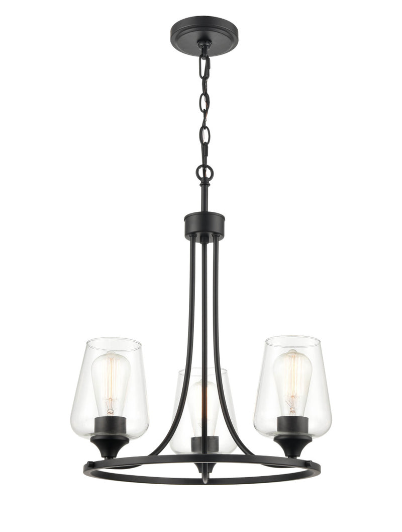 Millennium 9723-MB Ashford Three Light Chandelier, Matte Black Main Image.jpg
