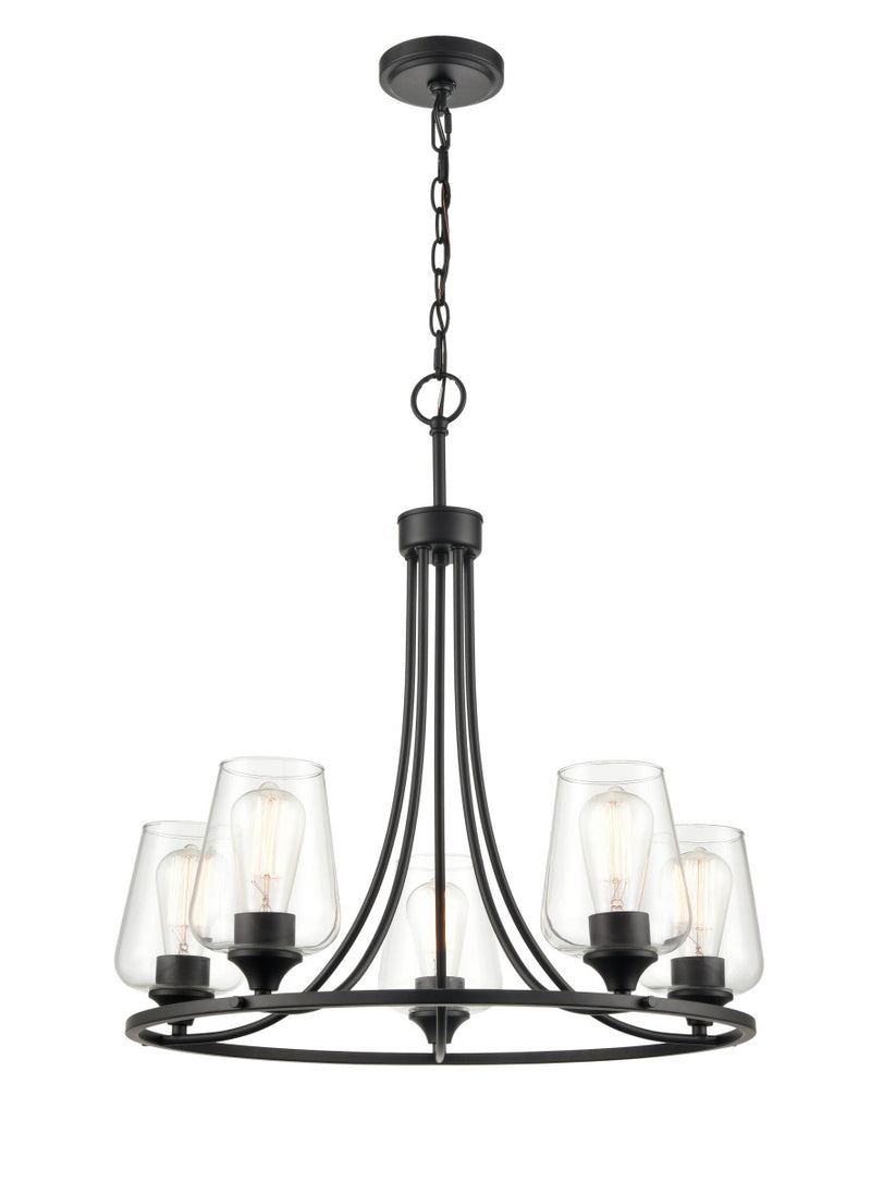 Millennium 9725-MB Ashford Five Light Chandelier, Matte Black Main Image.jpg