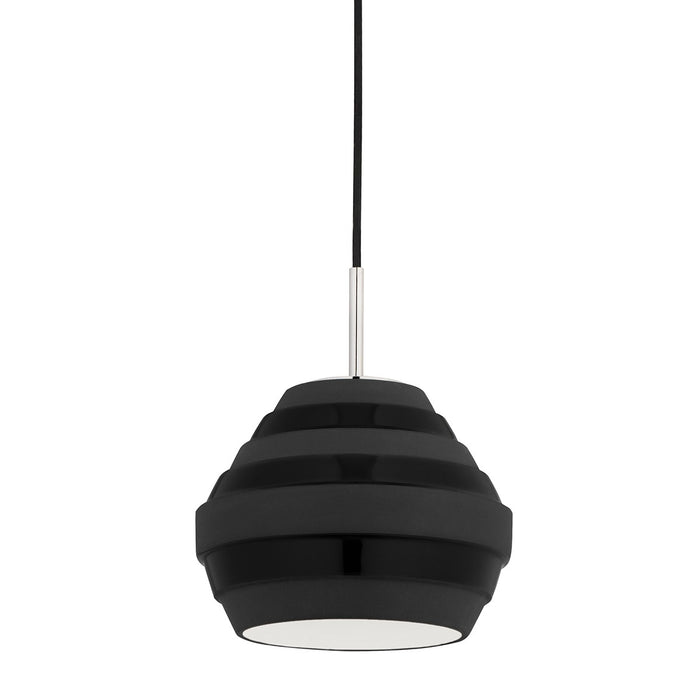 Hudson Valley 1383-PN/BK Calverton One Light Pendant, Polished Nickel/Black Main Image.jpg