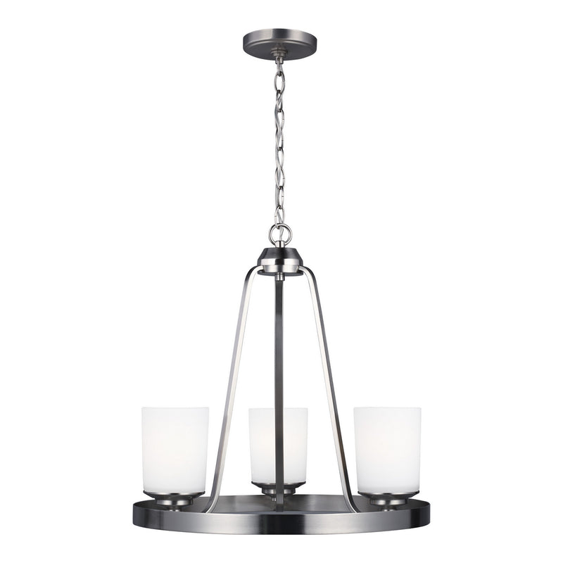 Generation Lighting 3130703-962 Kemal Three Light Chandelier, Brushed Nickel Main Image.jpg
