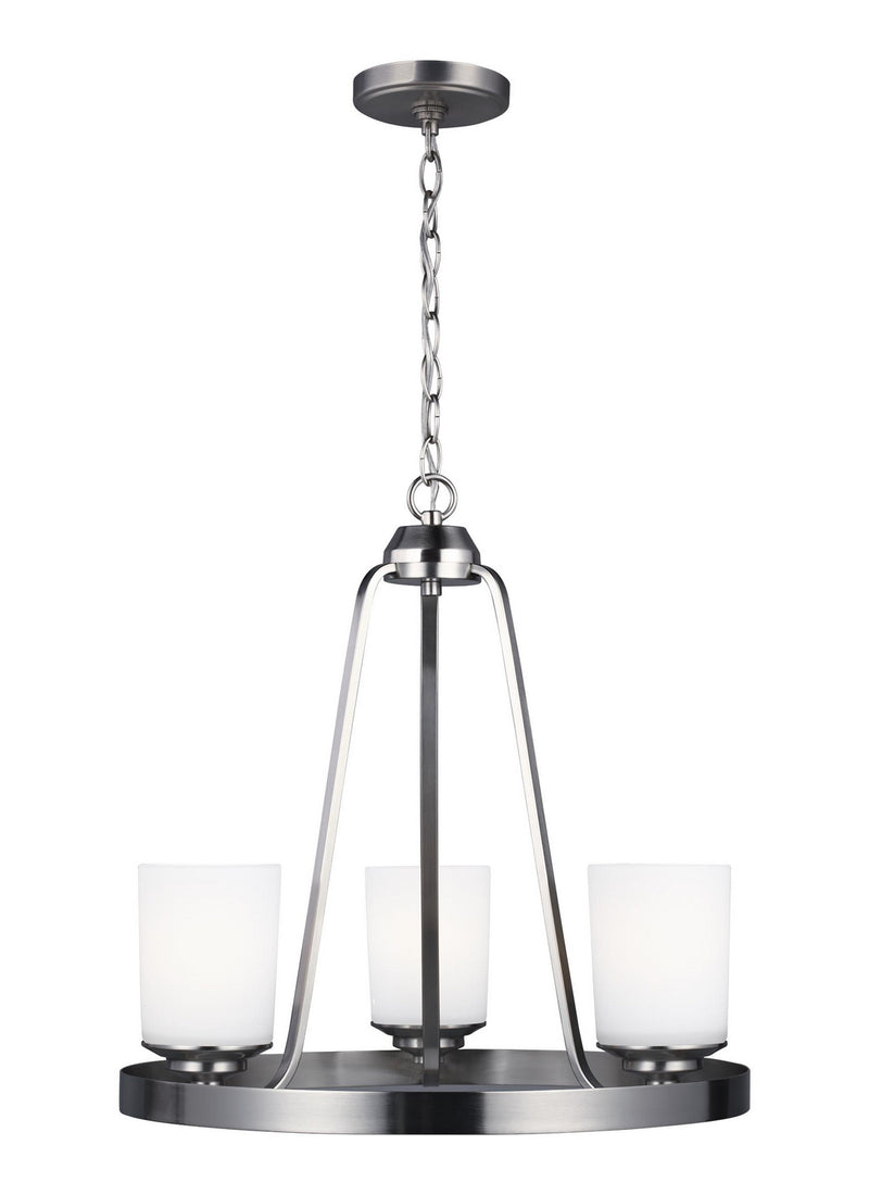 Generation Lighting 3130703EN3-962 Kemal Three Light Chandelier, Brushed Nickel Main Image.jpg
