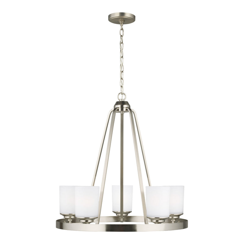 Generation Lighting 3130705-962 Kemal Five Light Chandelier, Brushed Nickel Main Image.jpg