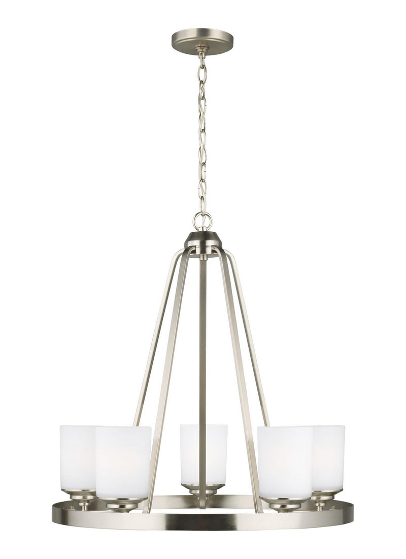 Generation Lighting 3130705EN3-962 Kemal Five Light Chandelier, Brushed Nickel Main Image.jpg