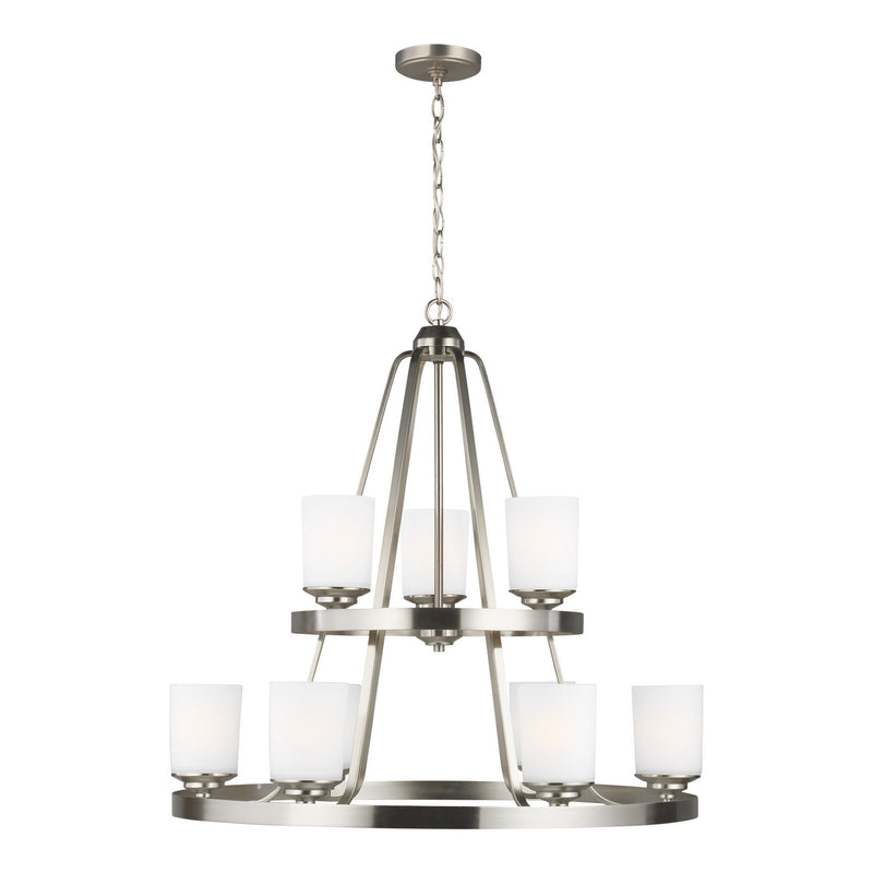 Generation Lighting 3130709-962 Kemal Nine Light Chandelier, Brushed Nickel Main Image.jpg