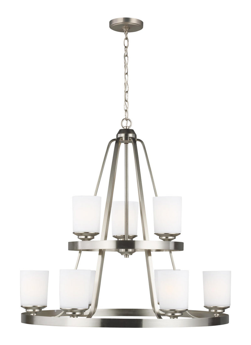 Generation Lighting 3130709EN3-962 Kemal Nine Light Chandelier, Brushed Nickel Main Image.jpg