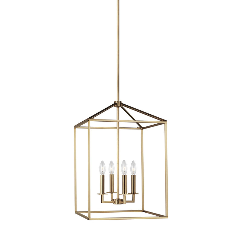Generation Lighting 5115004-848 Perryton Four Light Hall / Foyer Pendant, Satin Brass Main Image.jpg