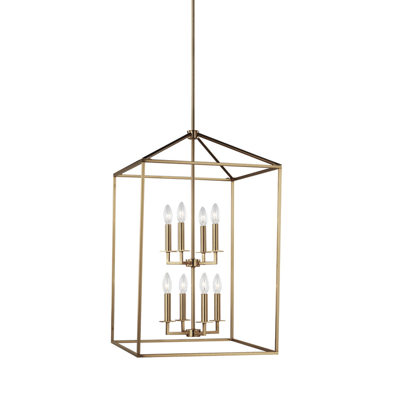 Generation Lighting 5115008-848 Perryton Eight Light Hall / Foyer Pendant, Satin Brass Main Image.jpg