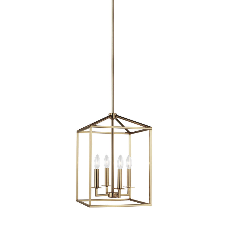 Generation Lighting 5215004-848 Perryton Four Light Hall / Foyer Pendant, Satin Brass Main Image.jpg