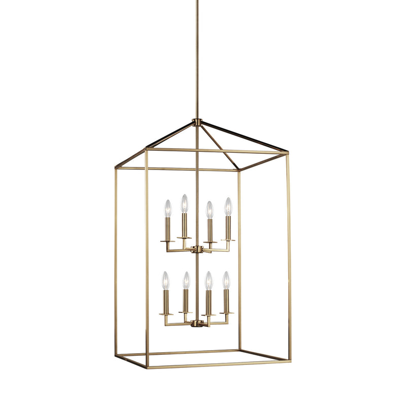 Generation Lighting 5315008-848 Perryton Eight Light Hall / Foyer Pendant, Satin Brass Main Image.jpg