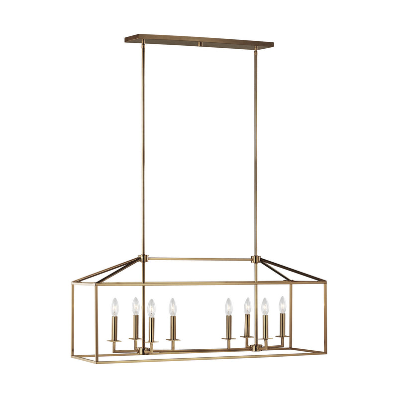 Generation Lighting 6615008EN-848 Perryton Eight Light Island Pendant, Satin Brass Main Image.jpg