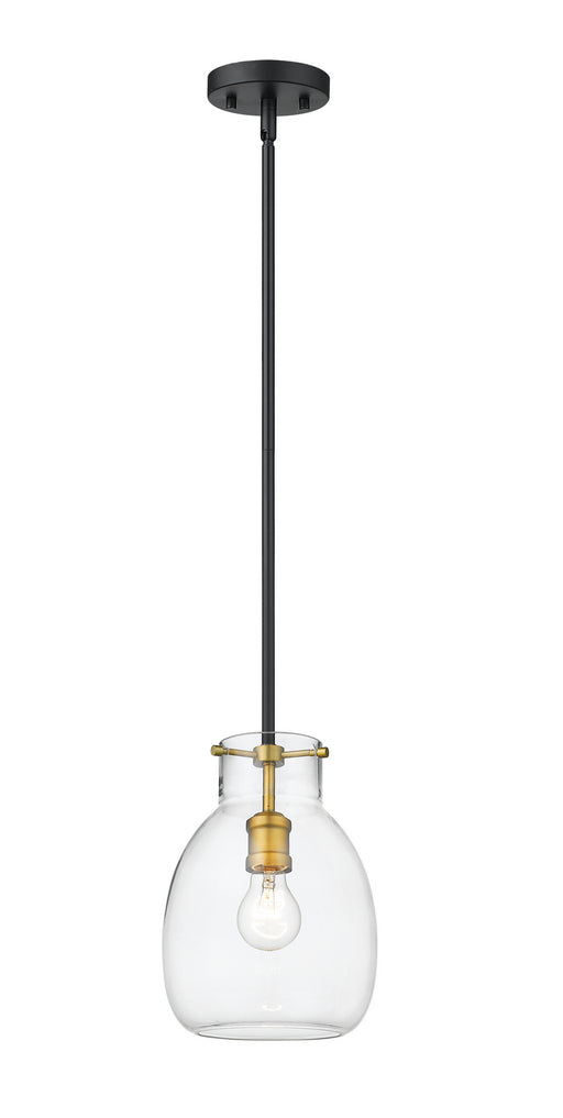 Z-Lite 476MP-ROD-MB-OBR Bella One Light Mini Pendant, Matte Black / Olde Brass Main Image.jpg