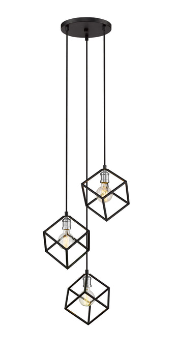 Z-Lite 478-3MB-BN Vertical Three Light Pendant, Matte Black / Brushed Nickel Main Image.jpg