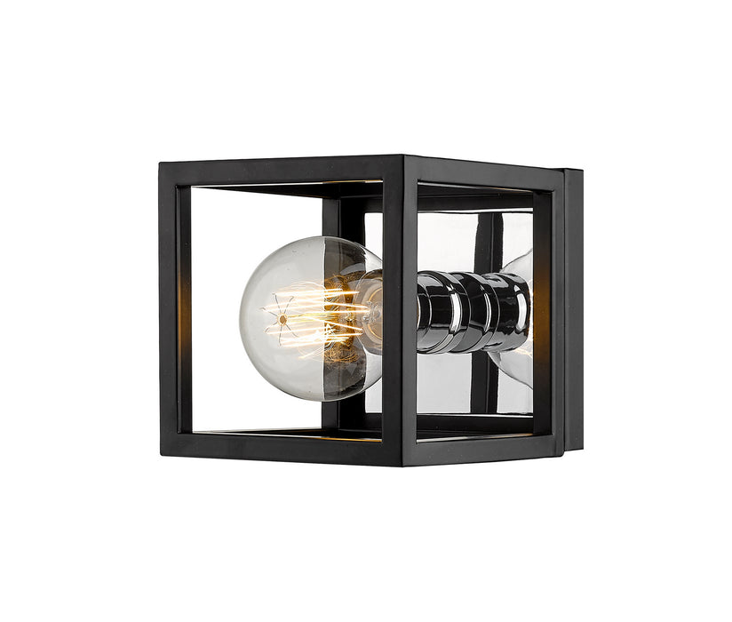 Z-Lite 480-1S-MB-CH Kube One Light Wall Sconce, Matte Black / Chrome Main Image.jpg