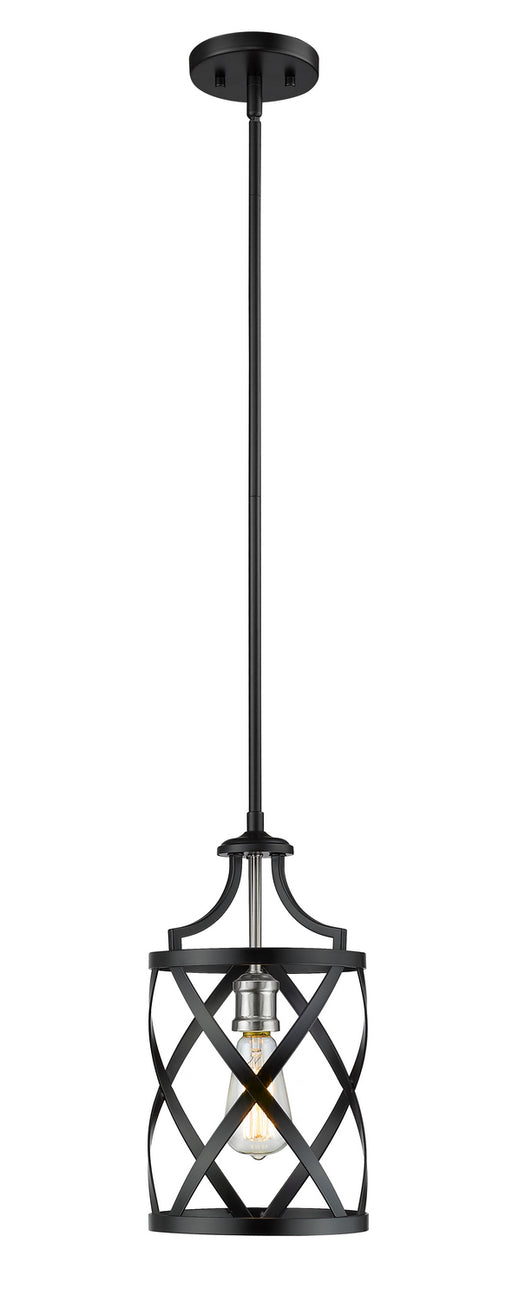 Z-Lite 481MP-MB-BN Malcalester One Light Mini Pendant, Matte Black / Brushed Nickel Main Image.jpg