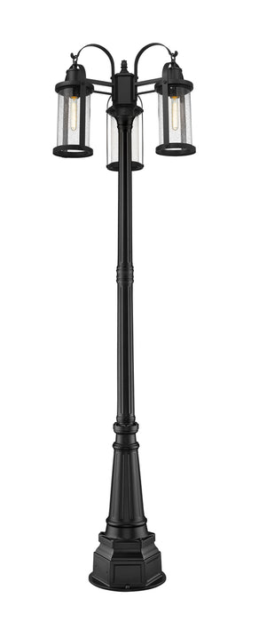 Z-Lite 569MP3-564P-BK Roundhouse Three Light Outdoor Post Mount, Black Main Image.jpg