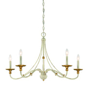 Minka-Lavery 1045-701 Westchester County Five Light Chandelier, Farm House White W/ Gilded Gold Leaf Main Image.jpg