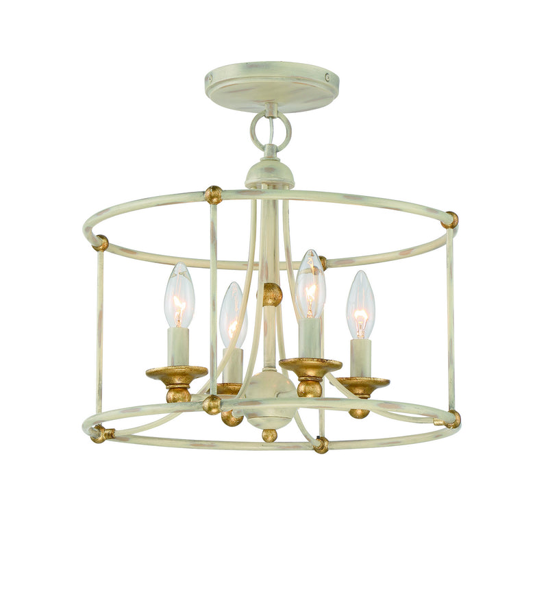 Minka-Lavery 1049-701 Westchester County Four Light Semi Flush Mount, Farm House White W/ Gilded Gold Leaf Main Image.jpg