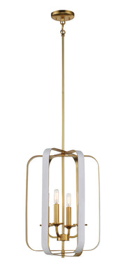 Minka-Lavery 1214-706 Aureum Four Light Pendant, Matte White W/ Honey Gold Main Image.jpg