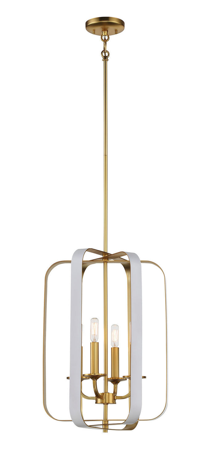 Minka-Lavery 1214-706 Aureum Four Light Pendant, Matte White W/ Honey Gold Main Image.jpg
